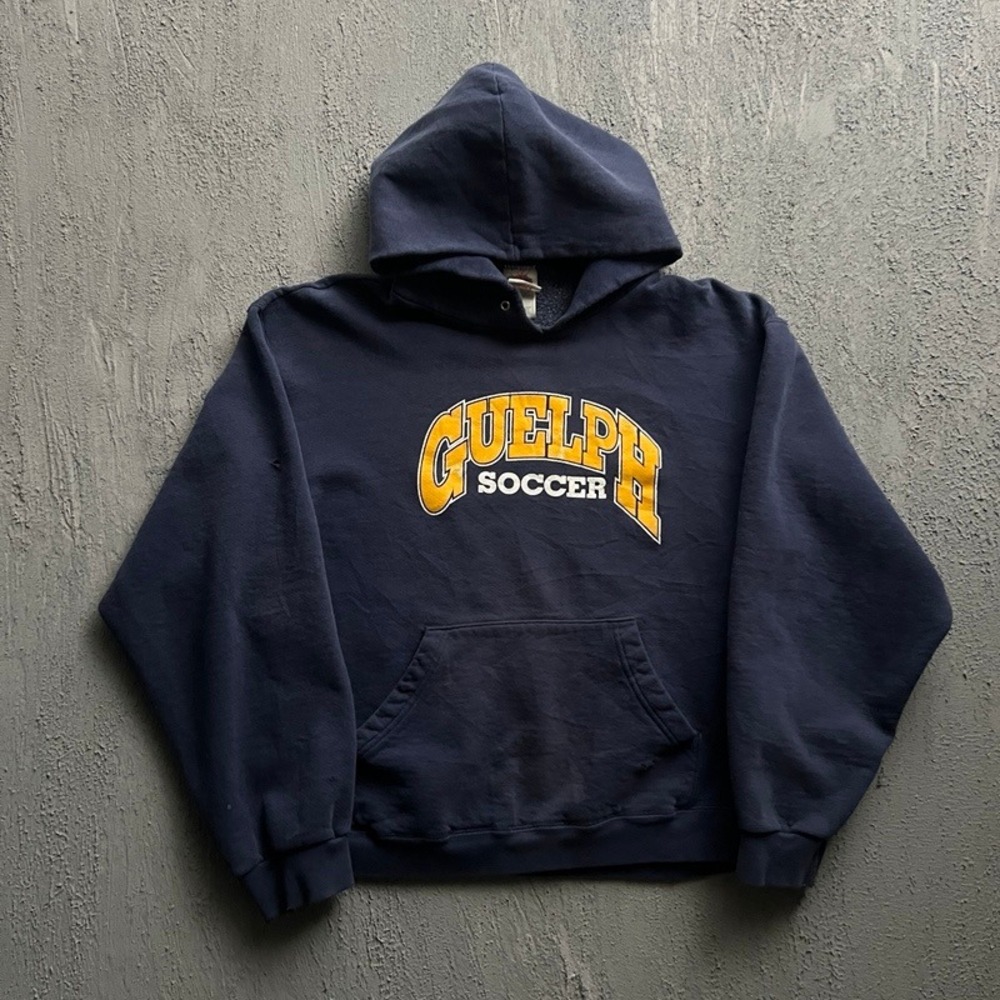 Vintage Guelph Soccer Hoodie Large Blue 1990s Canada Ontario